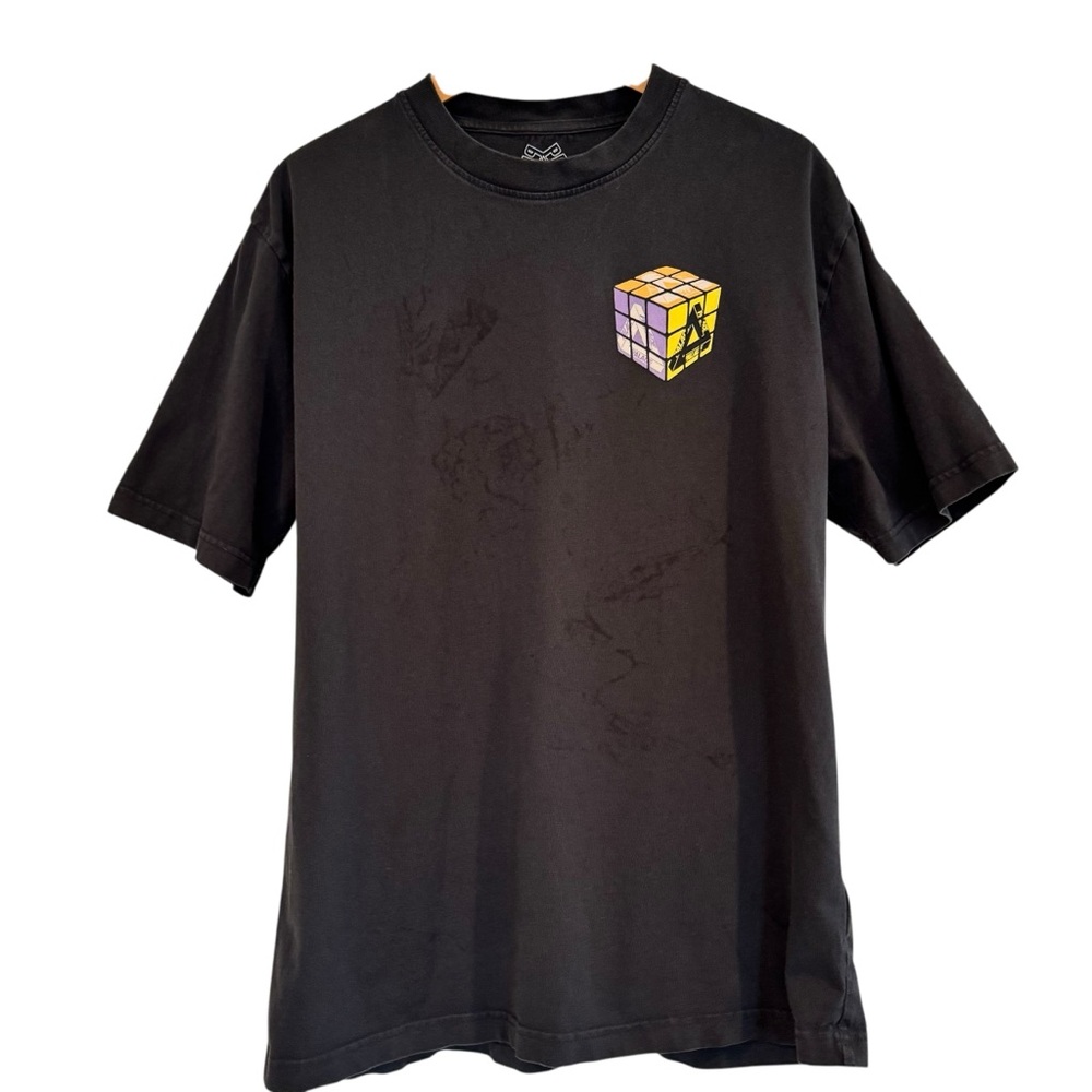 Palace Don’t Be Square Tee TShirt Size XL Black Rubics Skateboard Rare *STAINS